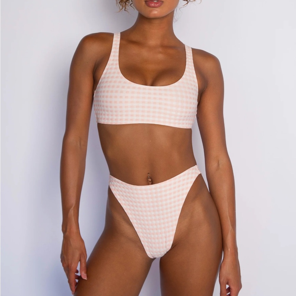 Skatie Pink Gingham Bikini top